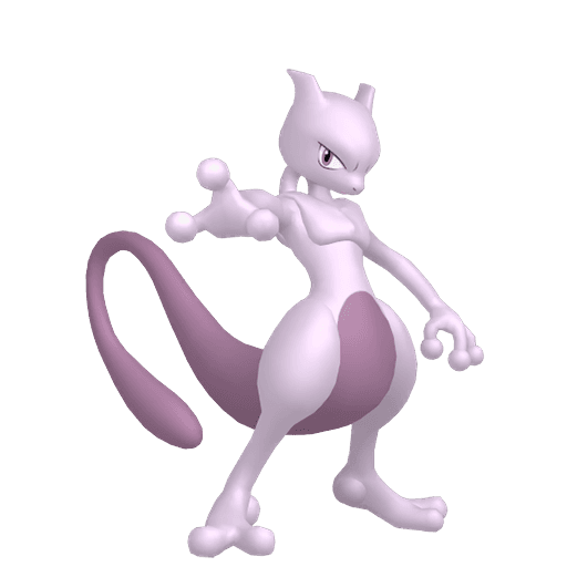 Mewtwo em 3D, levitando sobre um campo de energia